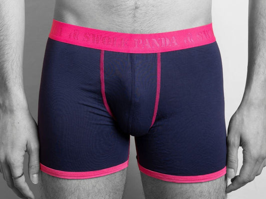 Underwear - Bamboo Boxers - Navy / Pink Band