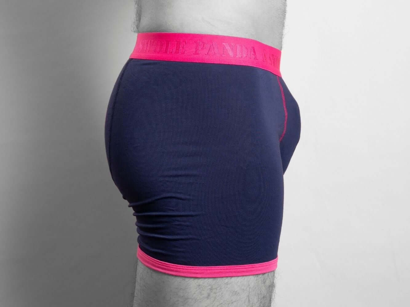 Underwear - Bamboo Boxers - Navy / Pink Band