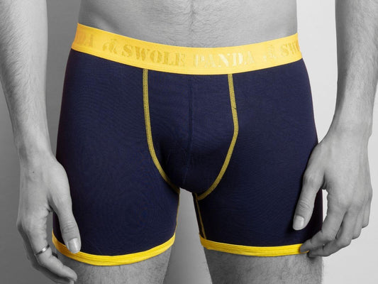 Underwear - Bamboo Boxers - Navy / Yellow Band