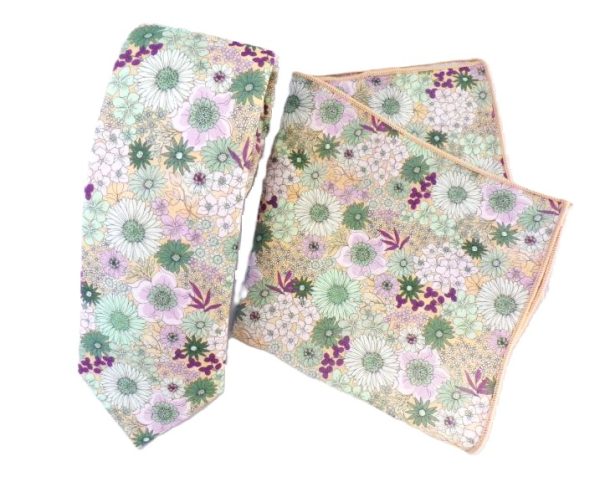 Knightsbridge Sage Green/Lilac Floral Tie and Pocket Square