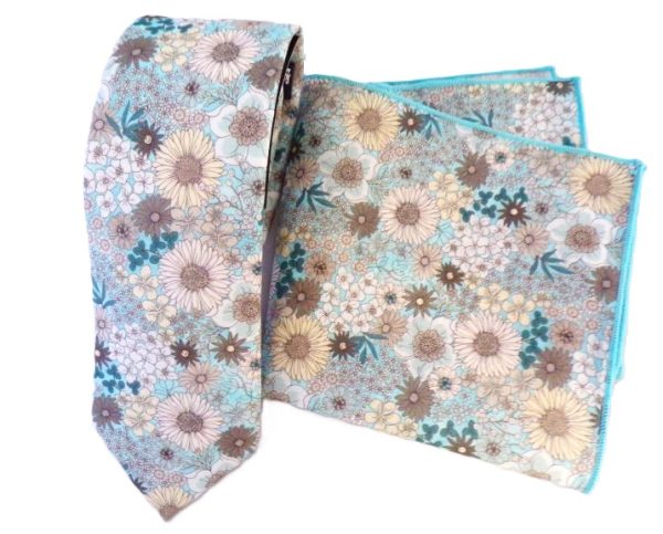 Knightsbridge Flower Power Blue Tie and Pocket Square