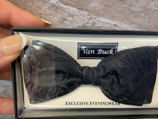 Black poly paisley bow tie