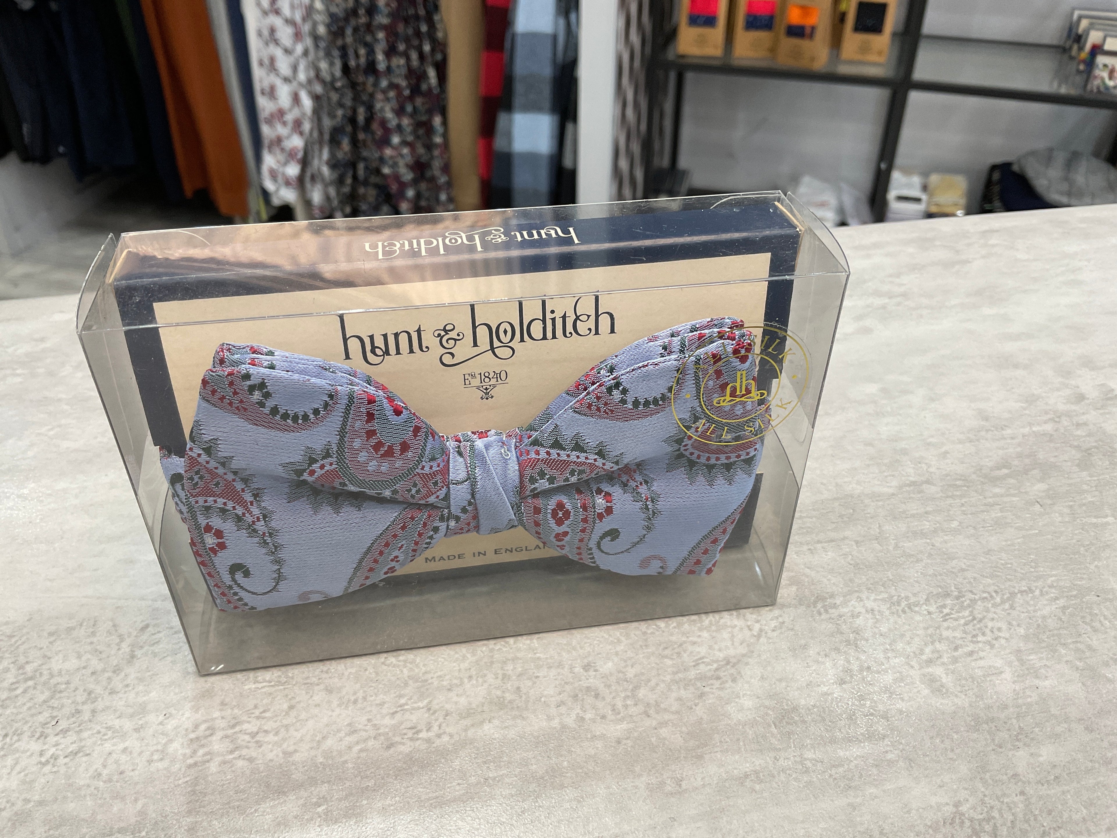 Bow Tie - Hunt and holditch blue with red coloured