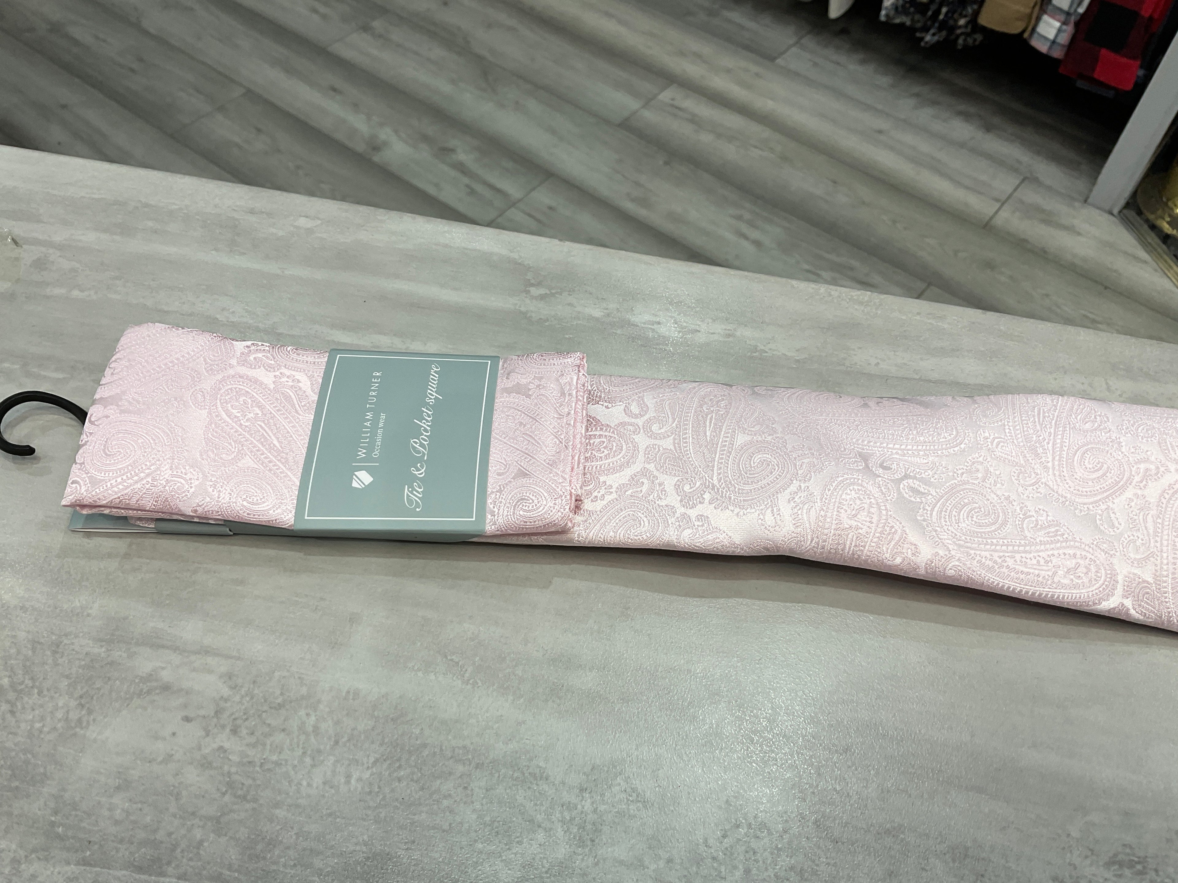 William turner frosted pink paisley tie and pocket sq (I179731)