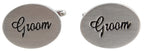 Dalaco Groom Oval Rhodium Plate Wedding Cufflinks