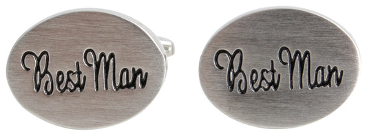 Dalaco Best Man Oval Rhodium Plate Wedding Cufflinks