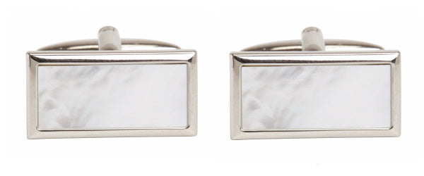 Dalaco Mother of Pearl Rectangle Rhodium Cufflinks