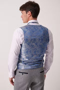 Hayden Silver Blue Crossweave Waistcoat