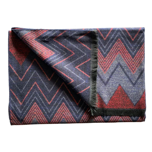 Scarf red and blue zigzag bamboo scarf