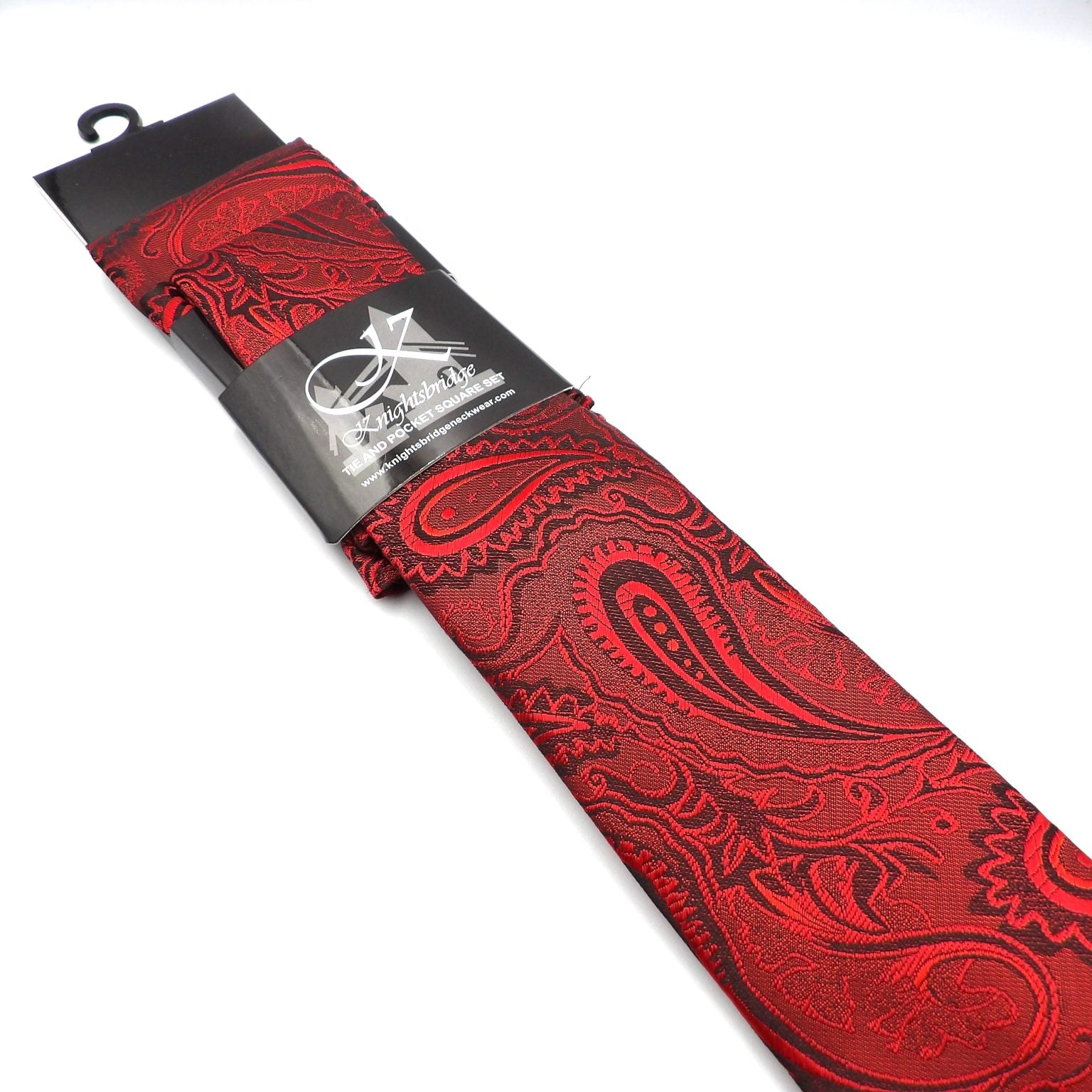 Knightsbridge Red Paisley Tie and Pocket Square