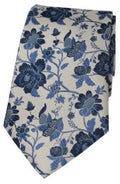 Tie and pocket square soprano silk blue and silver