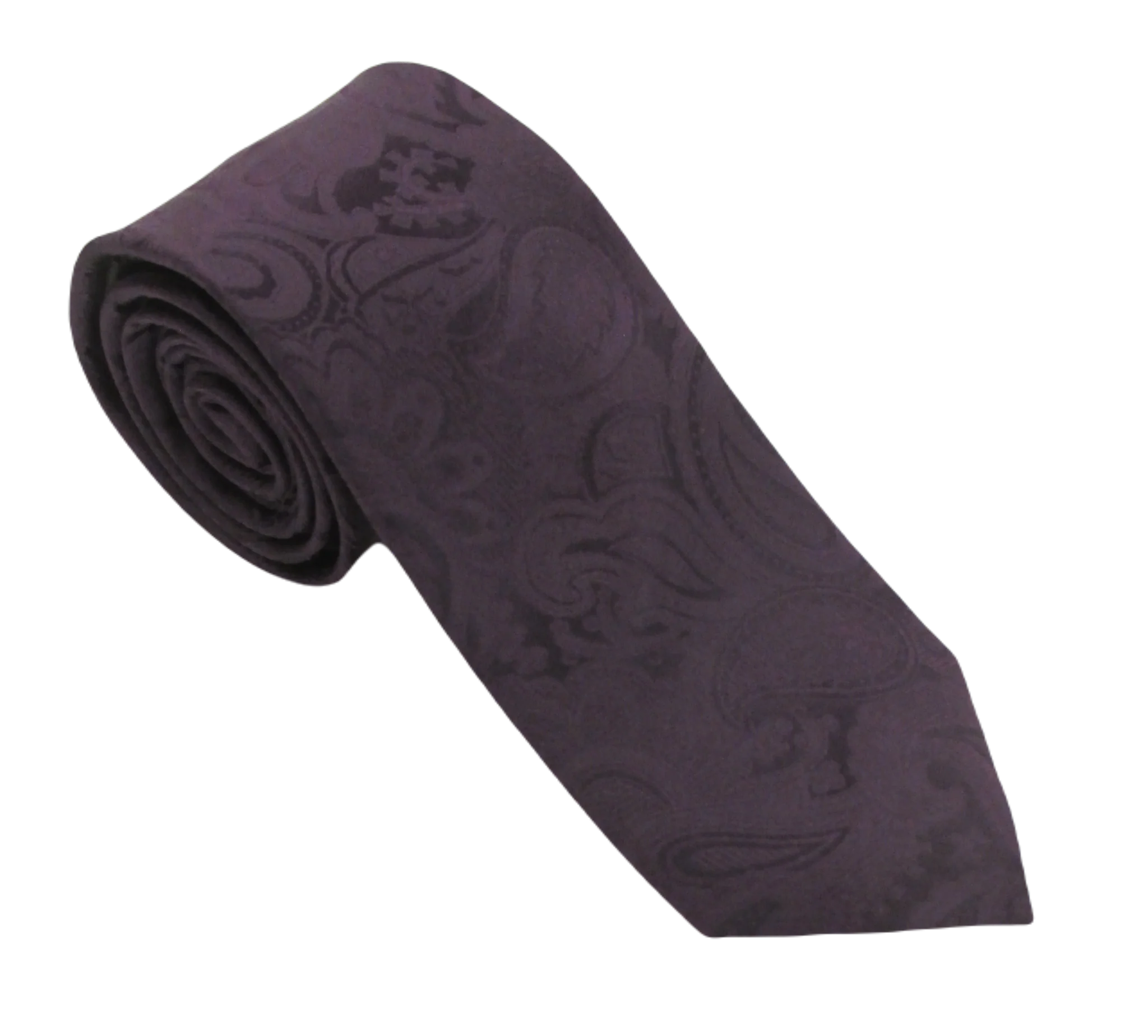 Van Buck Aubergine Paisley Silk Tie & Square