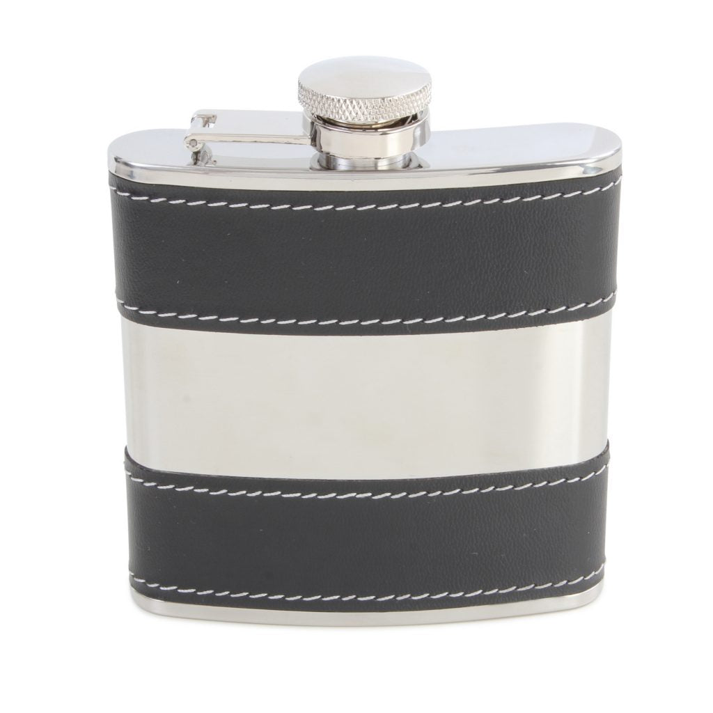 Hip flask in Silver with Black Banding