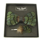 Van buck feather bow tie and lapel pin