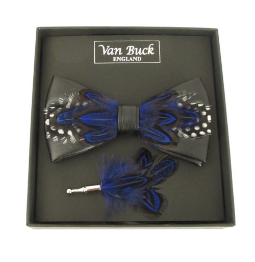 Bow Tie - Van Buck Feather Bow Tie & Lapel Pin Set