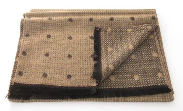 Brown small dot reversible scarf viscose