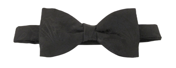 Van buck paisley satin black bow tie