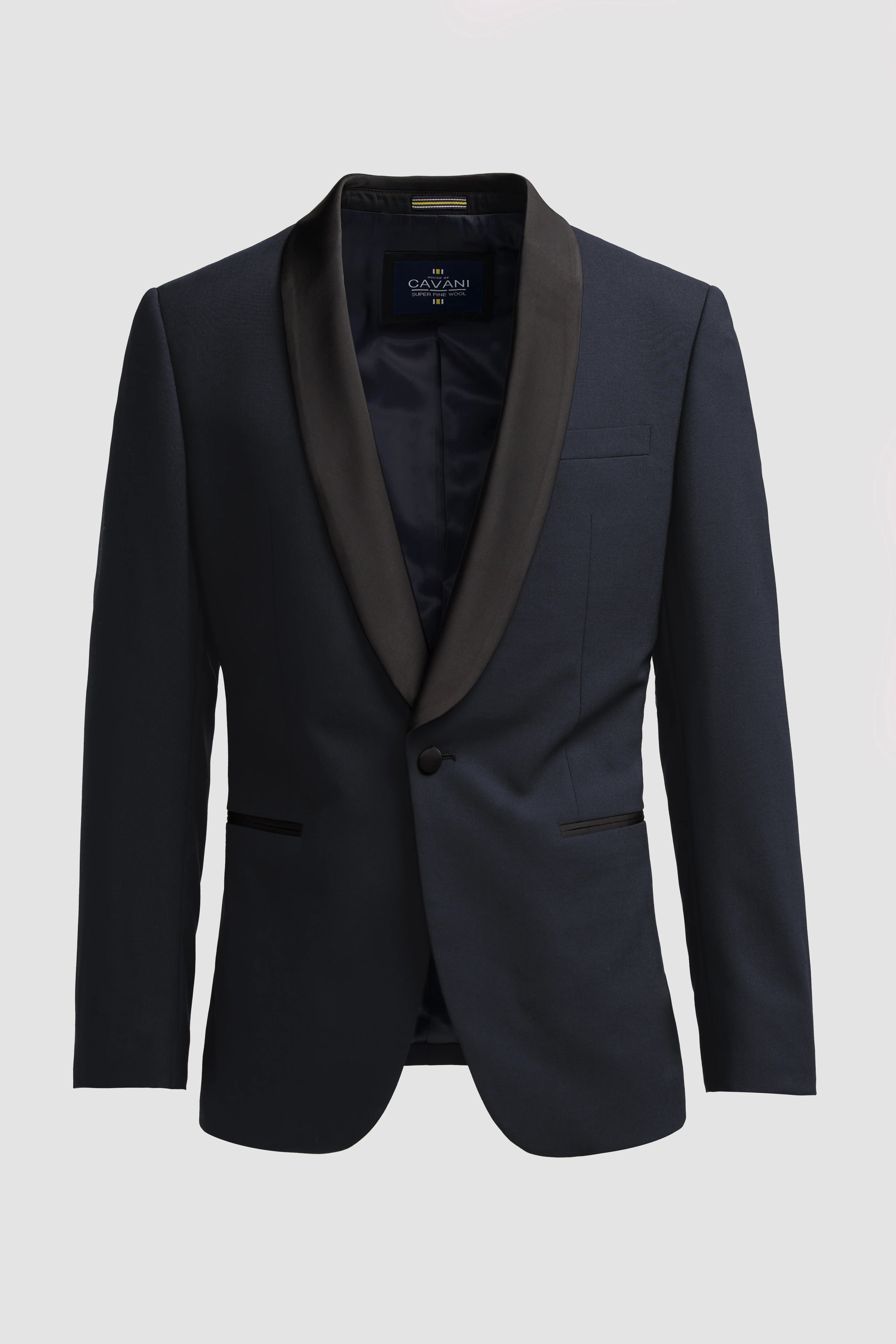 Aspen Navy Tux Jacket with satin lapels