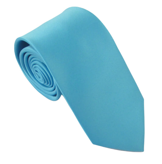 VAN BUCK AQUA SATIN TIE AND POCKET SQUARE