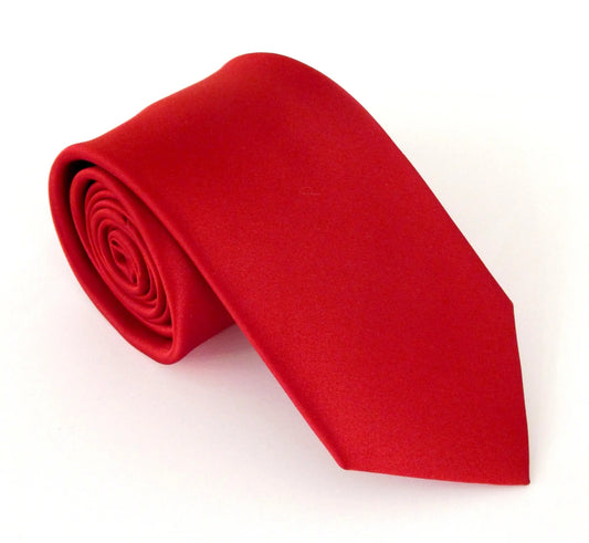 VAN BUCK RED SATIN TIE AND SQUARE