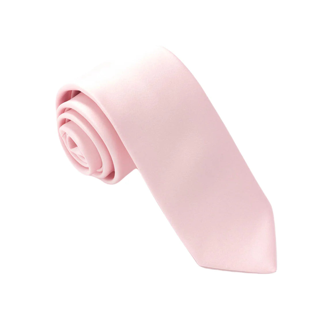 VAN BUCK BABY PINK SATIN TIE AND POCKET SQUARE