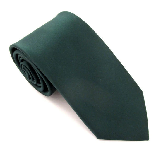 VAN BUCK FOREST GREEN SATIN TIE AND POCKET SQUARE