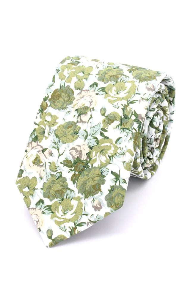 beautiful sage floral tie and pocket square T4048/3