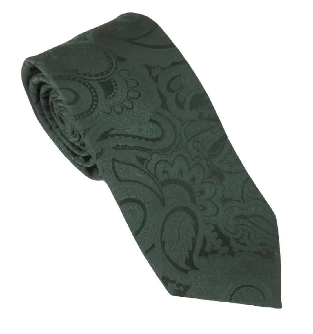 Van buck bottle green paisley silk tie and pocket square
