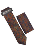 Knightsbridge Sage Green, Orange and Brown Paisley Tie and Pocket Square
