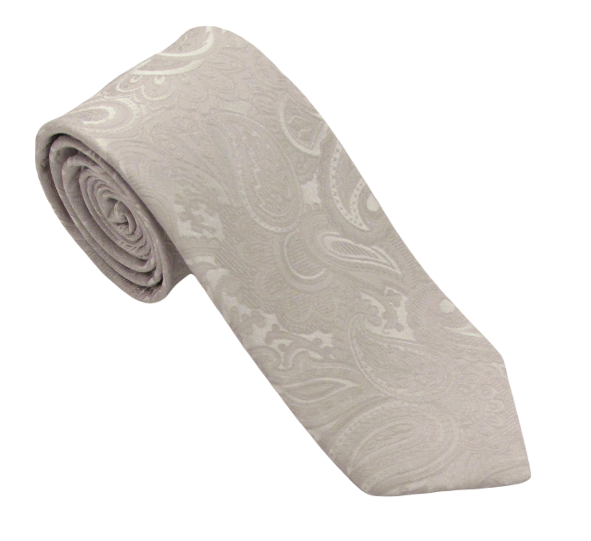 Silver Paisley Silk Soprano Tie and Square