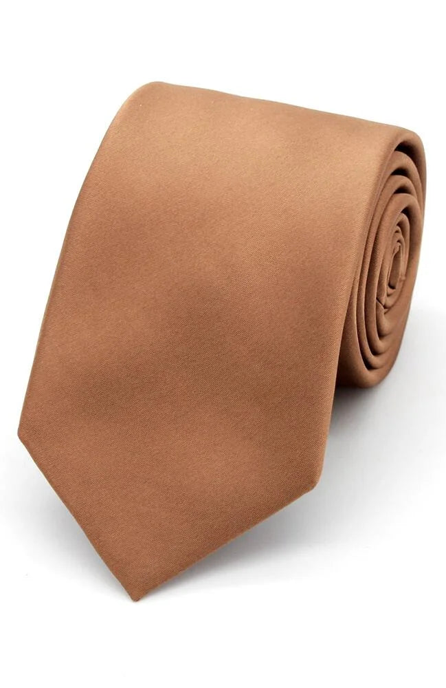 LA Smith Bronze satin tie and pocket square