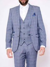Harry Check Blue 3 Piece Suit