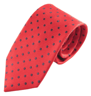 Van Buck Red with Blue Polka Dot Silk Tie