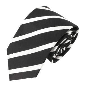 Van Buck Black Silver Silk Stripe Tie
