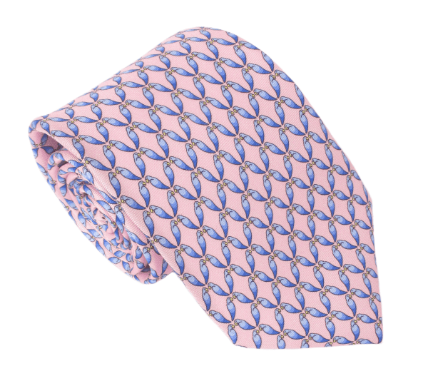 Van Buck Printed Silk Pink Love Bird Tie