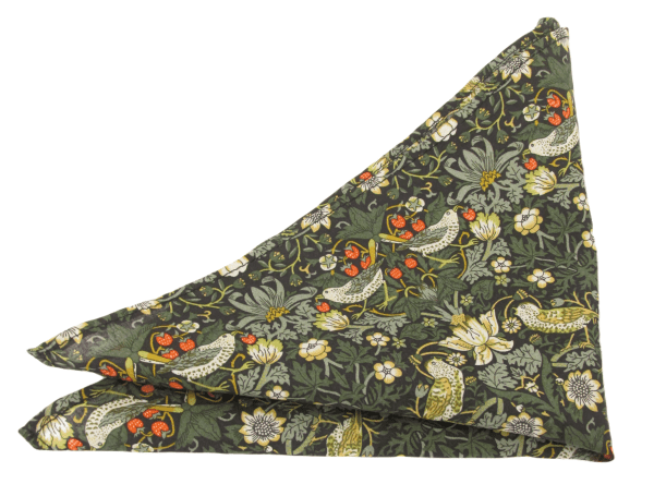 Van Buck Strawberry Thief Forest Tie and Pocket Square made with Liberty Fabric