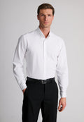 Tailored Fit White Herringbone Stretch Cotton Shirt
