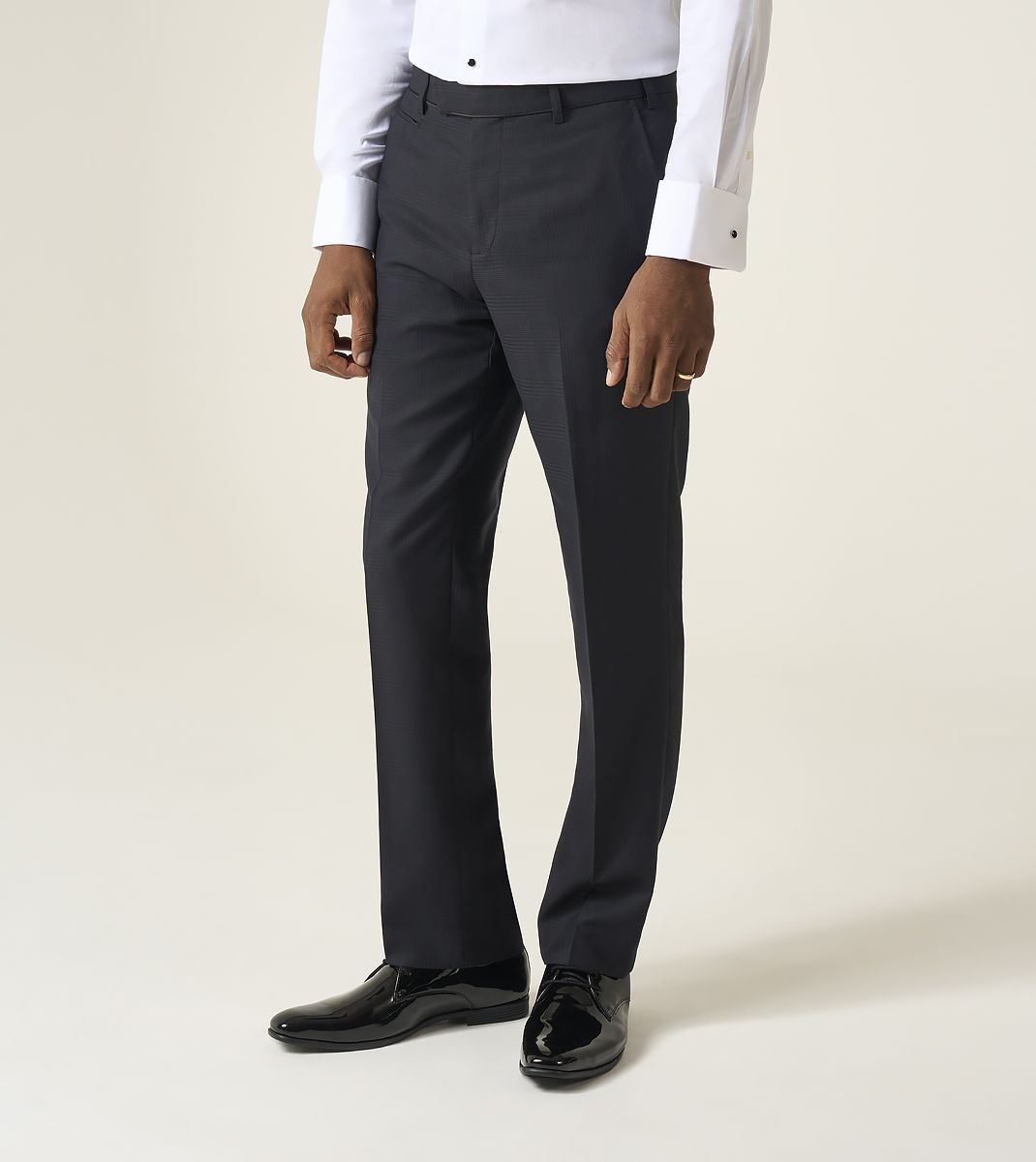 NEWMAN SLIM TAPERED SUIT TROUSERS BLACK CHECK