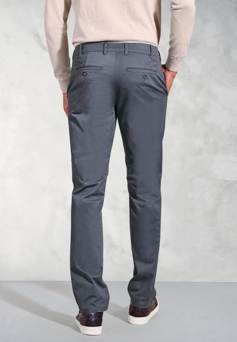 Tailored Fit Leo Air Force Blue Stretch Cotton Chinos