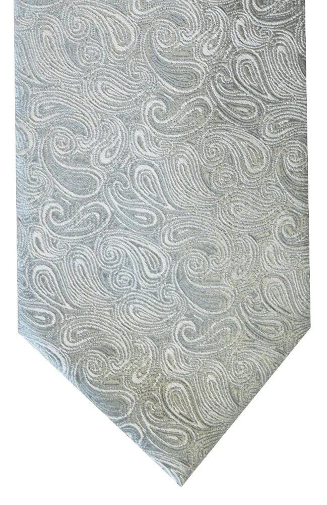 Wedding Paisley Tie and Matching Square Silver
