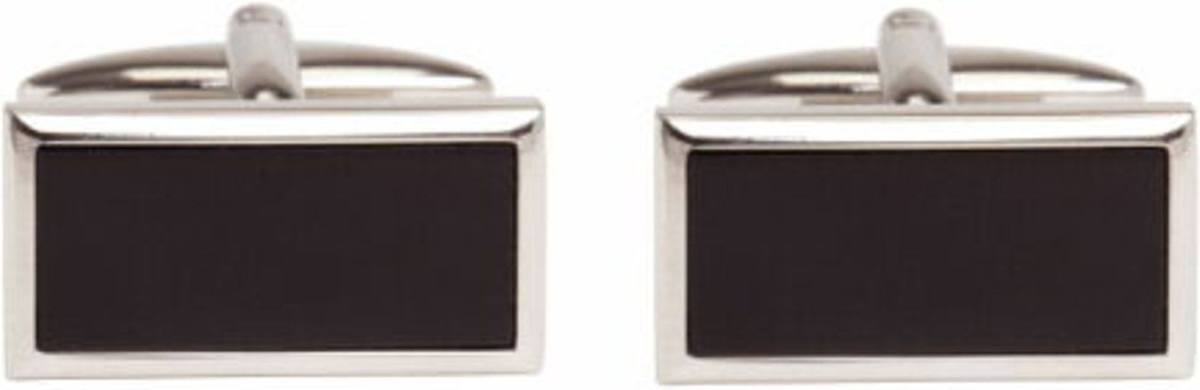 Van Buck Silver Onyx rectangle Cufflinks
