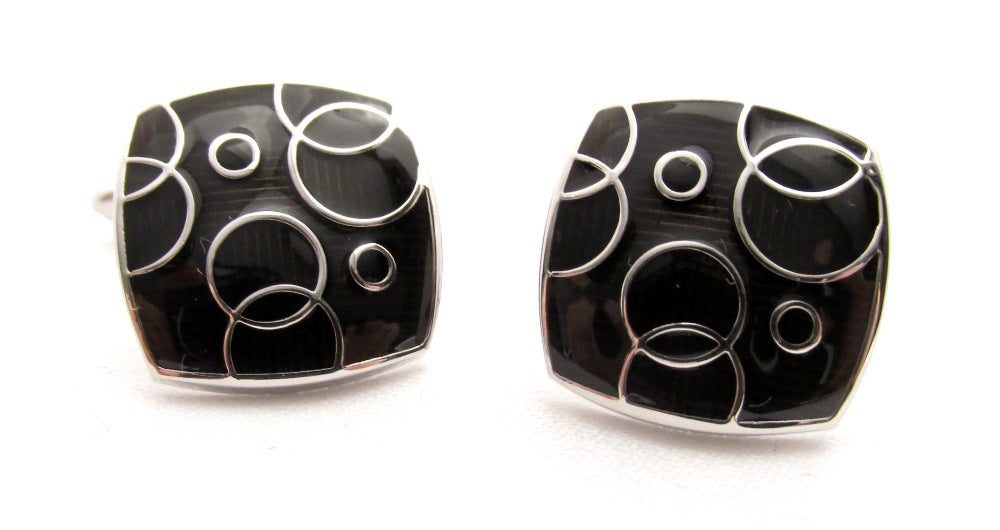 Van Buck Black and Silver Bubble Cufflinks