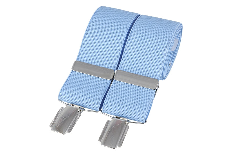 Sky Blue plain 35mm silver clip braces – British Made