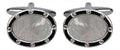 Mother of Pearl Oval Port Hole Rhodium Plated Cufflinks