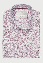 Regular Fit Mulberry Hares and Flowers Print Cotton Shirt