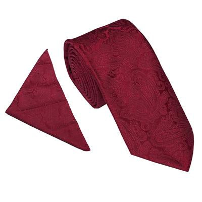 William Turner Red Paisley Tie and Pocket Square