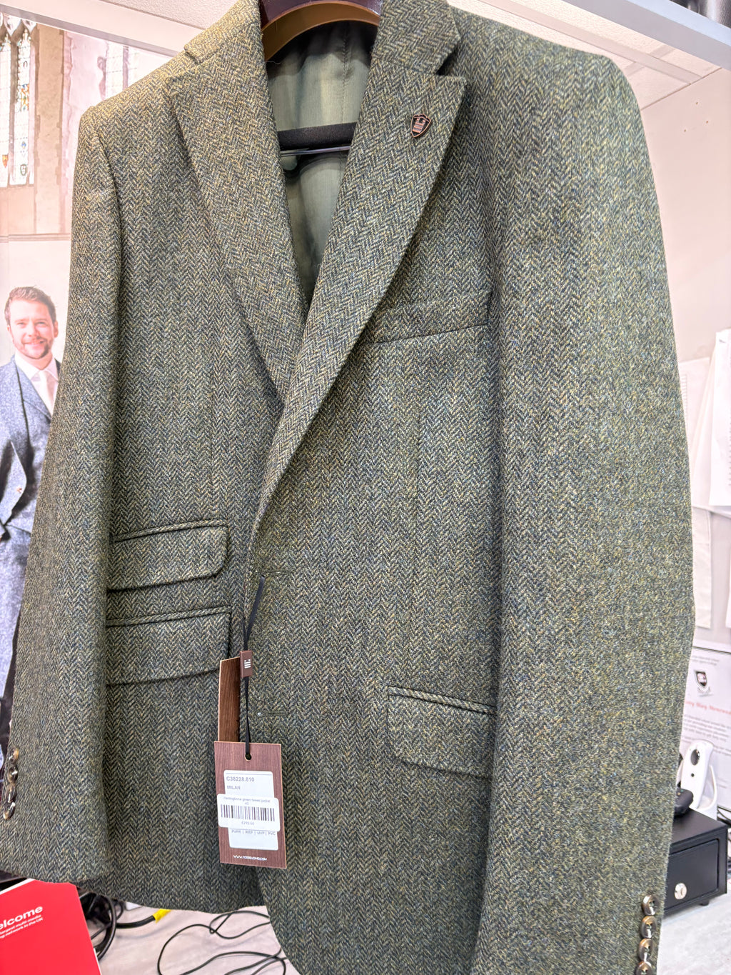 Herringbone Tweed Green Waistcoat