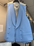Heirloom DB Blue/white piping waistcoat 40L