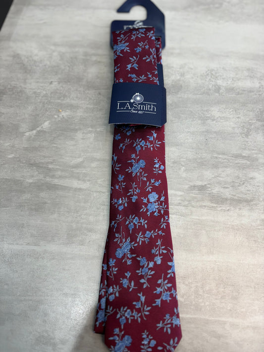 Woven floral tie and hank set