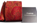 Knightsbridge Red, Gold and Tan Silk Tie and Pocket Square